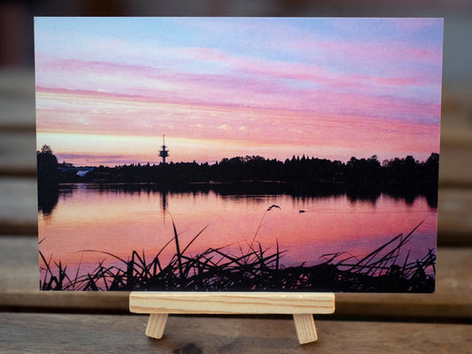 Twilight at Lake Flückinger (Seepark) Freiburg - Postcard (12x17.5cm)